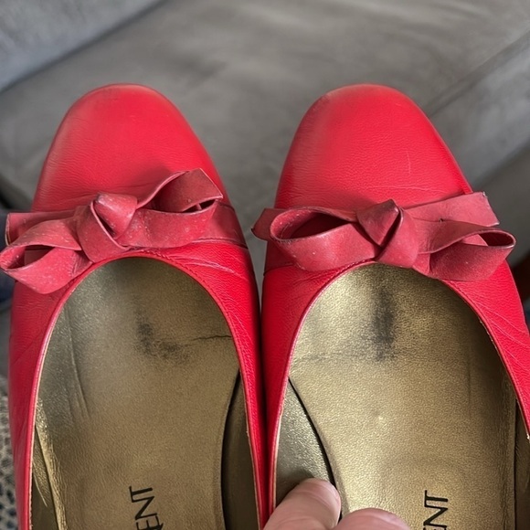Yves Saint Laurent Vintage Red Ballet Small Heel Flat Size 5 - Picture 6 of 10
